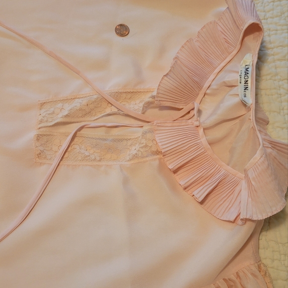 AUTHENTI-Chloé Lingerie Sleepwear/slip Dress Mini Vintage 1970s Baby Pink size L - Picture 14 of 16